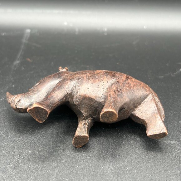 Vintage 1960s Hand Carved Wooden Rhinoceros - Picture 5 of 6